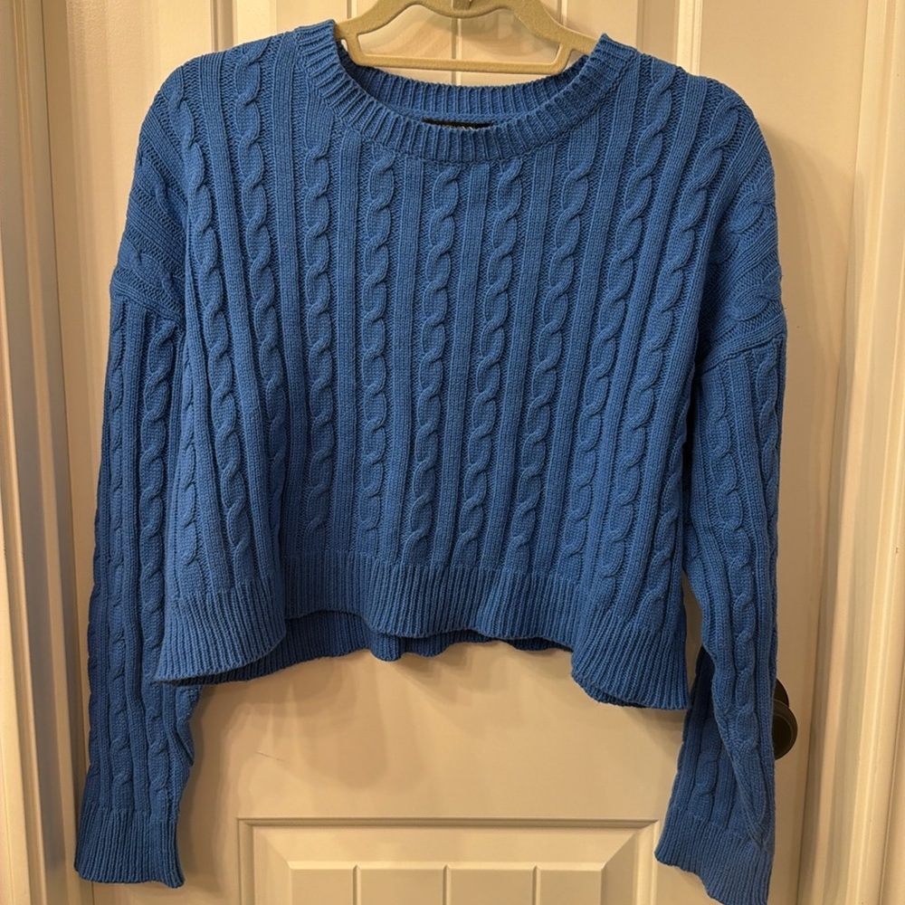 Papermoon Bright Blue Cropped Sweater; size S